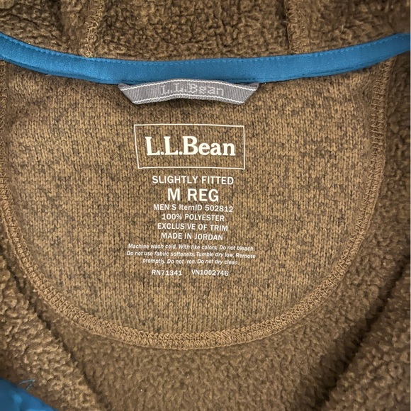 L.L. Bean Color Block Hooded Fleece 1/4 Snap Pullover - Picture 6 of 6